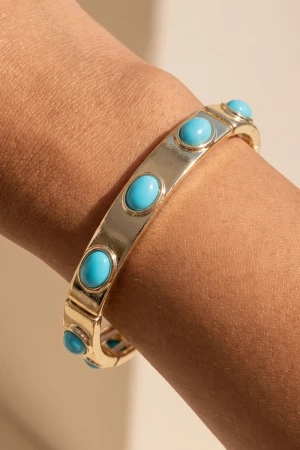 Oval Stone Studded Stretch Bangle Bracelet
