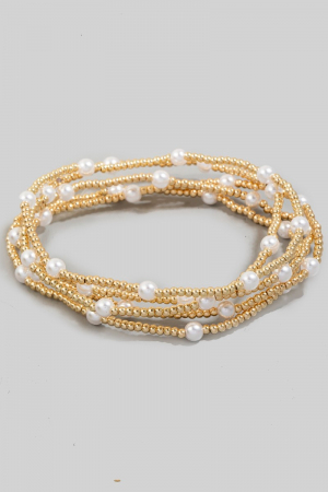 Pearl And Metallic Beaded Bracelet Set