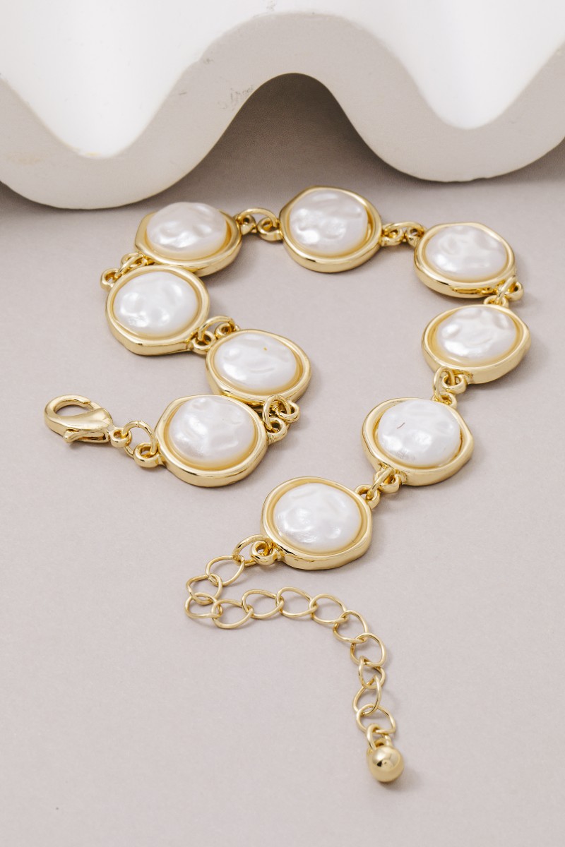 Pearl Disc Link Chain Bracelet
