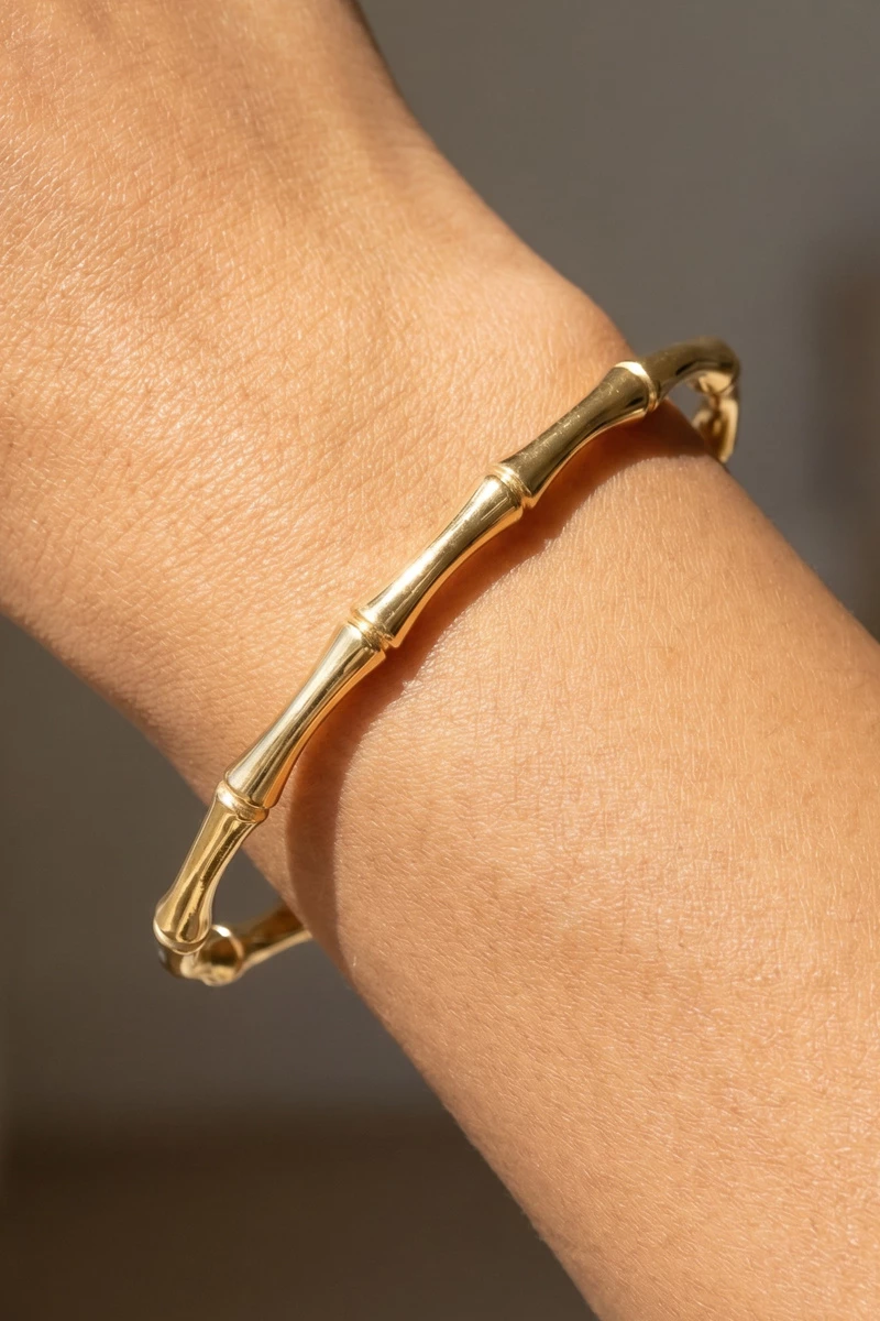 Bamboo Segment Open Cuff Bracelet