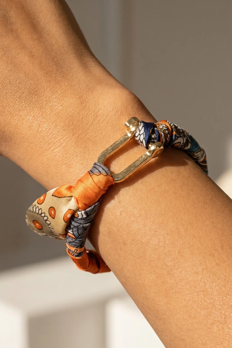 Scarf Wrapped Tube Bangle Bracelet