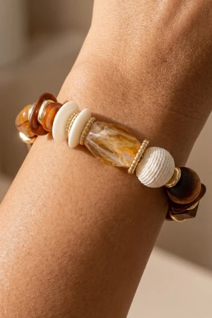 Chunky Wood Bead Stretch Bracelet