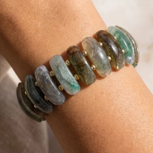 Marbled Elongated Bead Stretch Bracelet