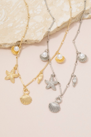Multi Sea Life Charms Chain Necklace