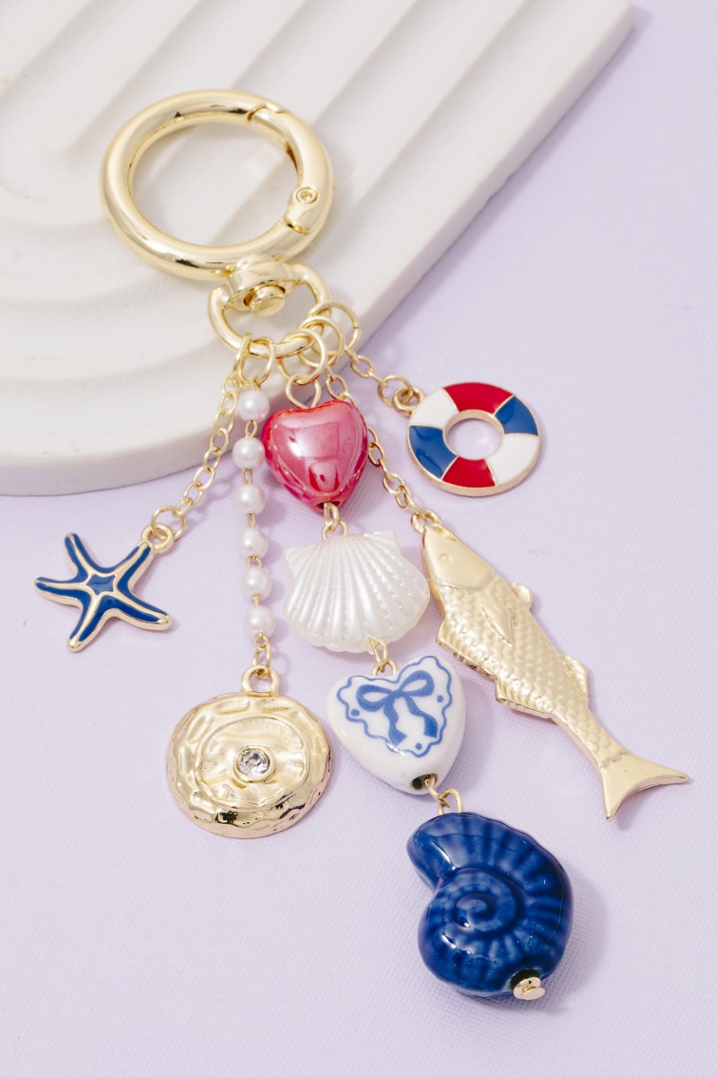 Heart And Ceramic Metallic Sea Life Bag Charms