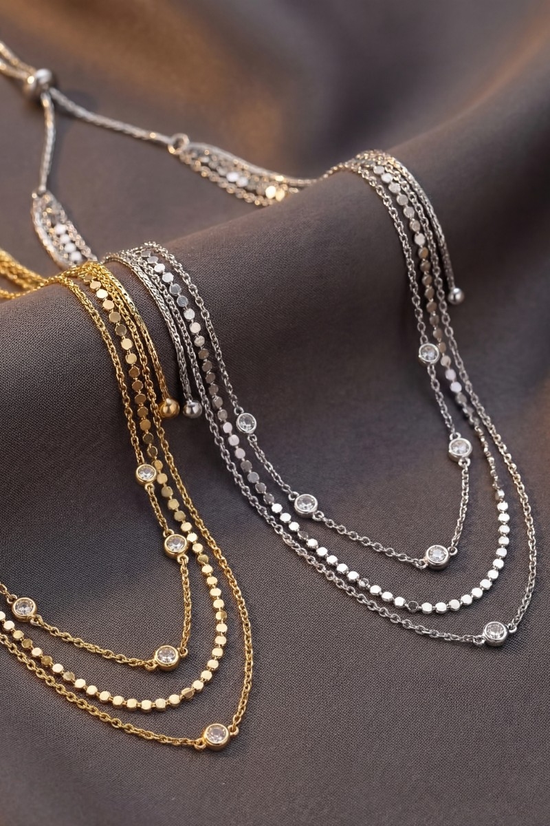 Dainty Three Layered Chain Adjustable Necklace