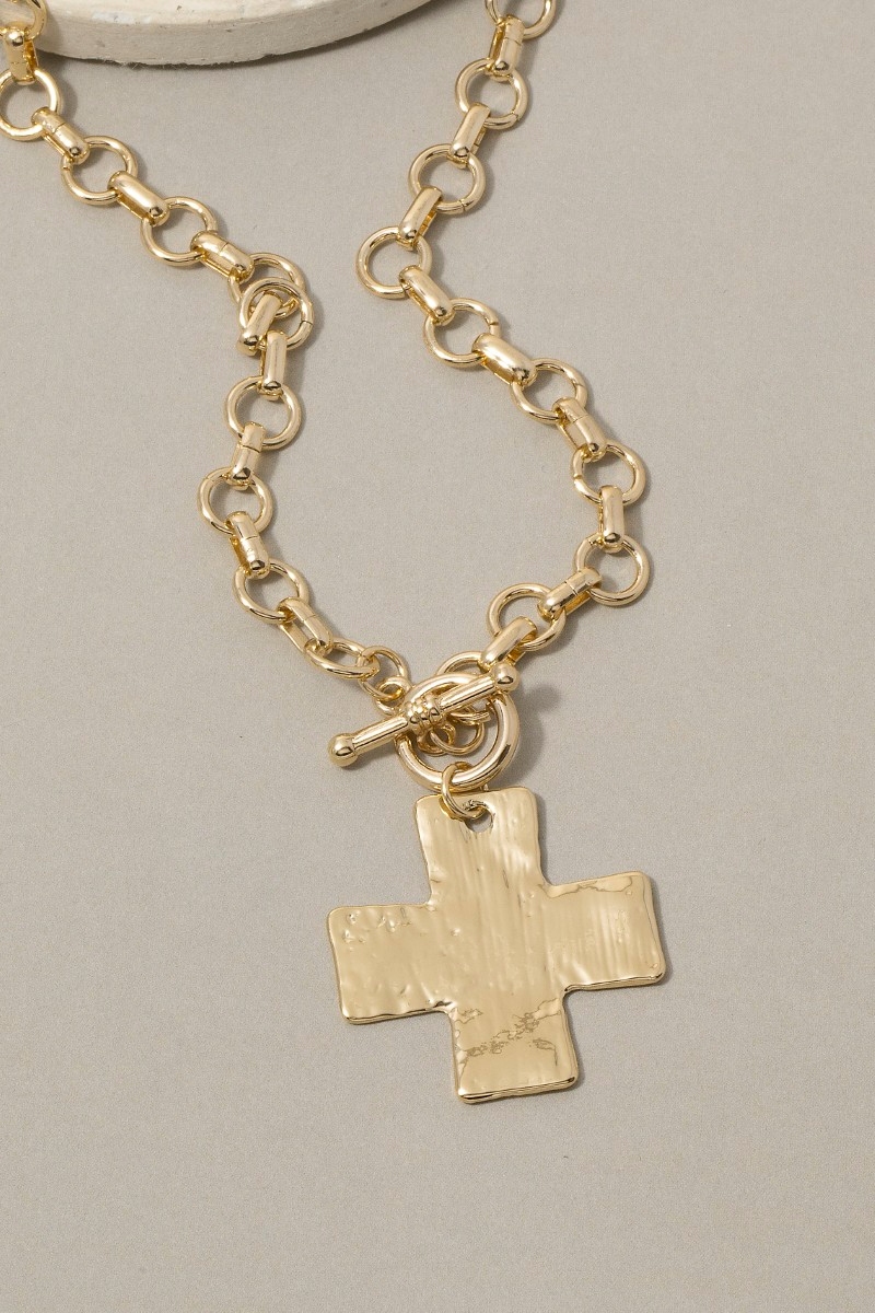Flat Cross Pendant Chain Necklace