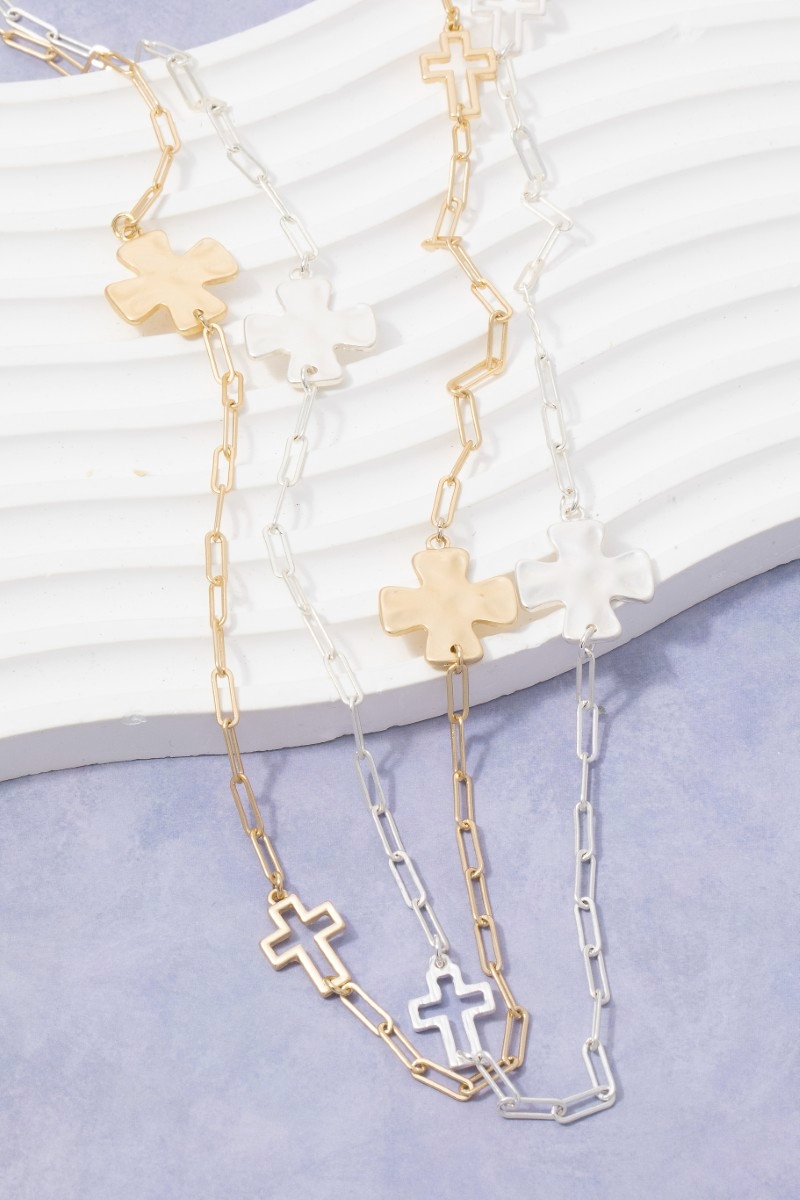 Multi Cross Charms Chain Necklace