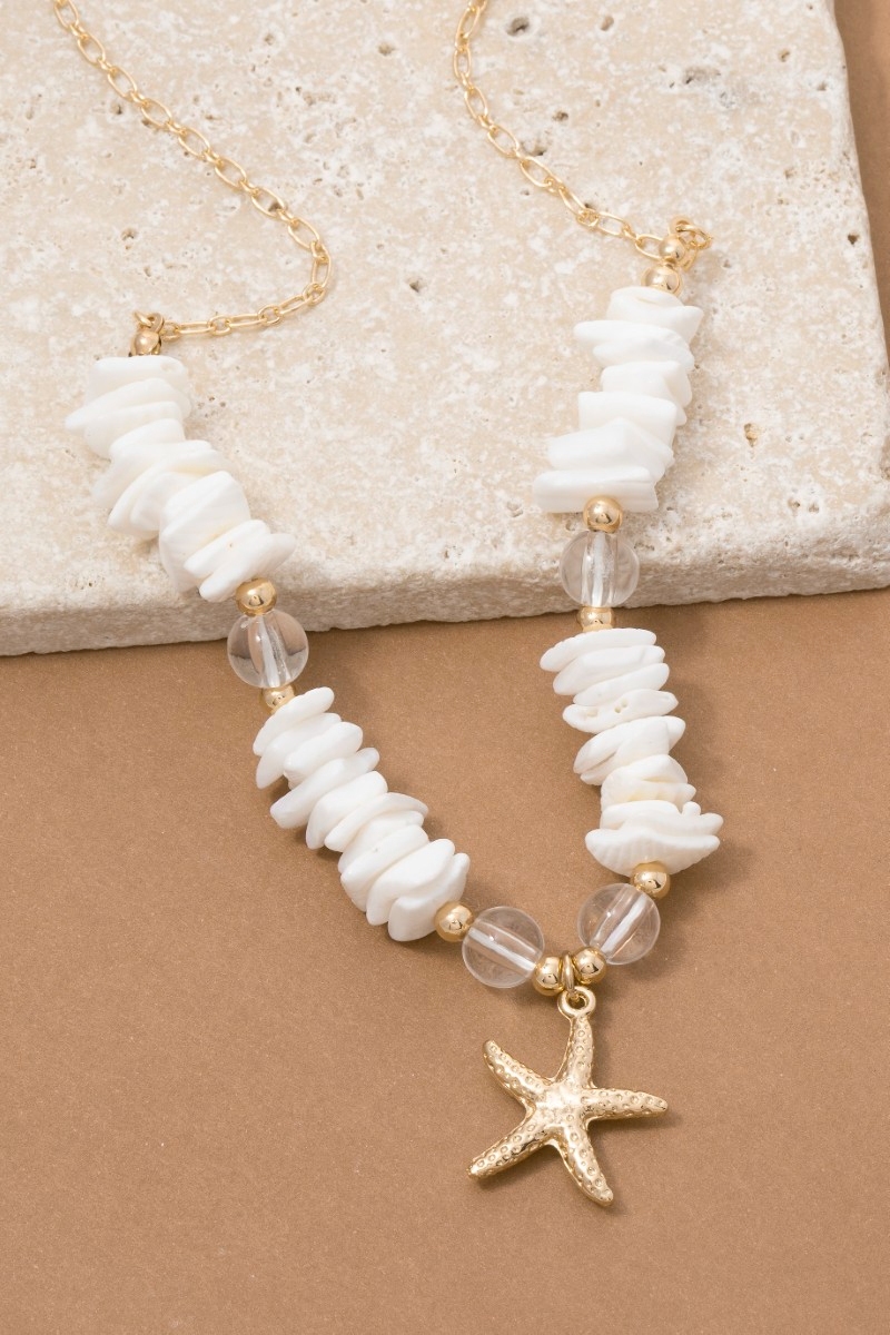 Starfish Pendant Chip Shell Beaded Necklace