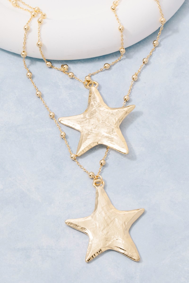 Dainty Layered Textured Star Pendant Necklace