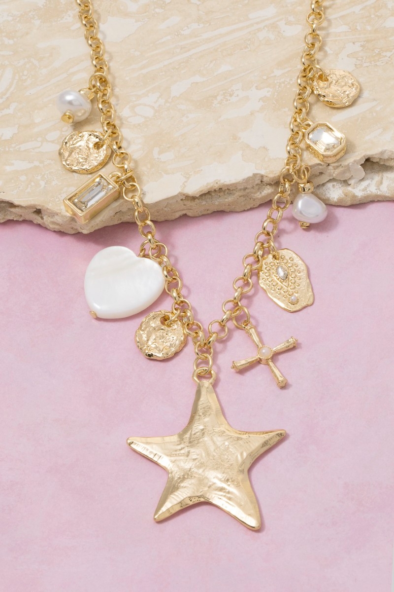 Star And Cross Charms Chain Necklace