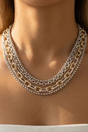 Layered Multi Strand Toggle Necklace