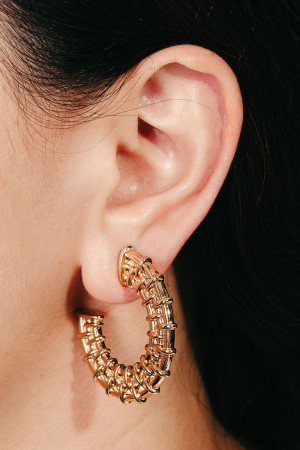 Flat Metallic Textured Hoop Earrings