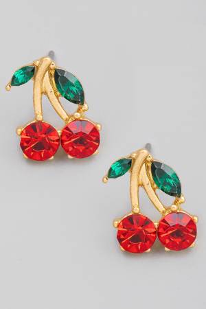 Crystal Cherry Post Earrings