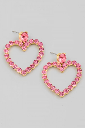 Crystal Rhinestone Heart Cutout Earrings