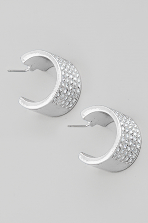 Mini Pave Curved C Post Earrings