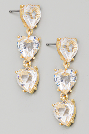 Layered Crystal Heart Drop Earrings