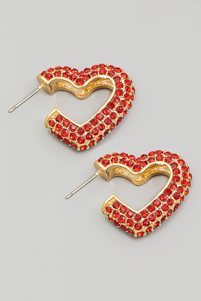 Pave Heart Hoop Earrings