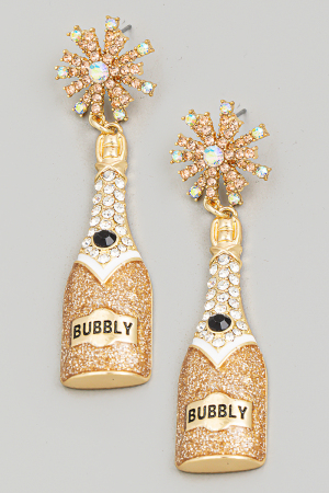 Pave Bubbly Champagne Bottle Earrings