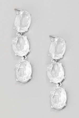 Triple Faceted Gem Dangle Earrings