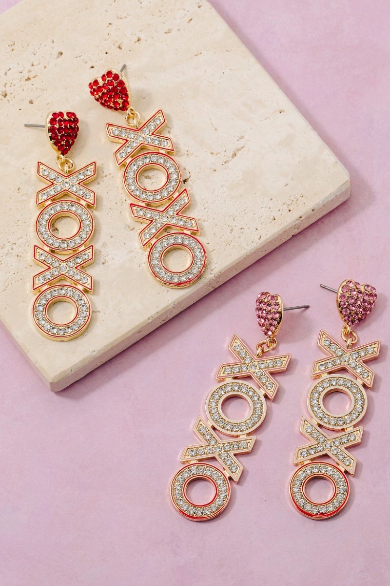 Heart Xoxo Pave Dangle Earrings