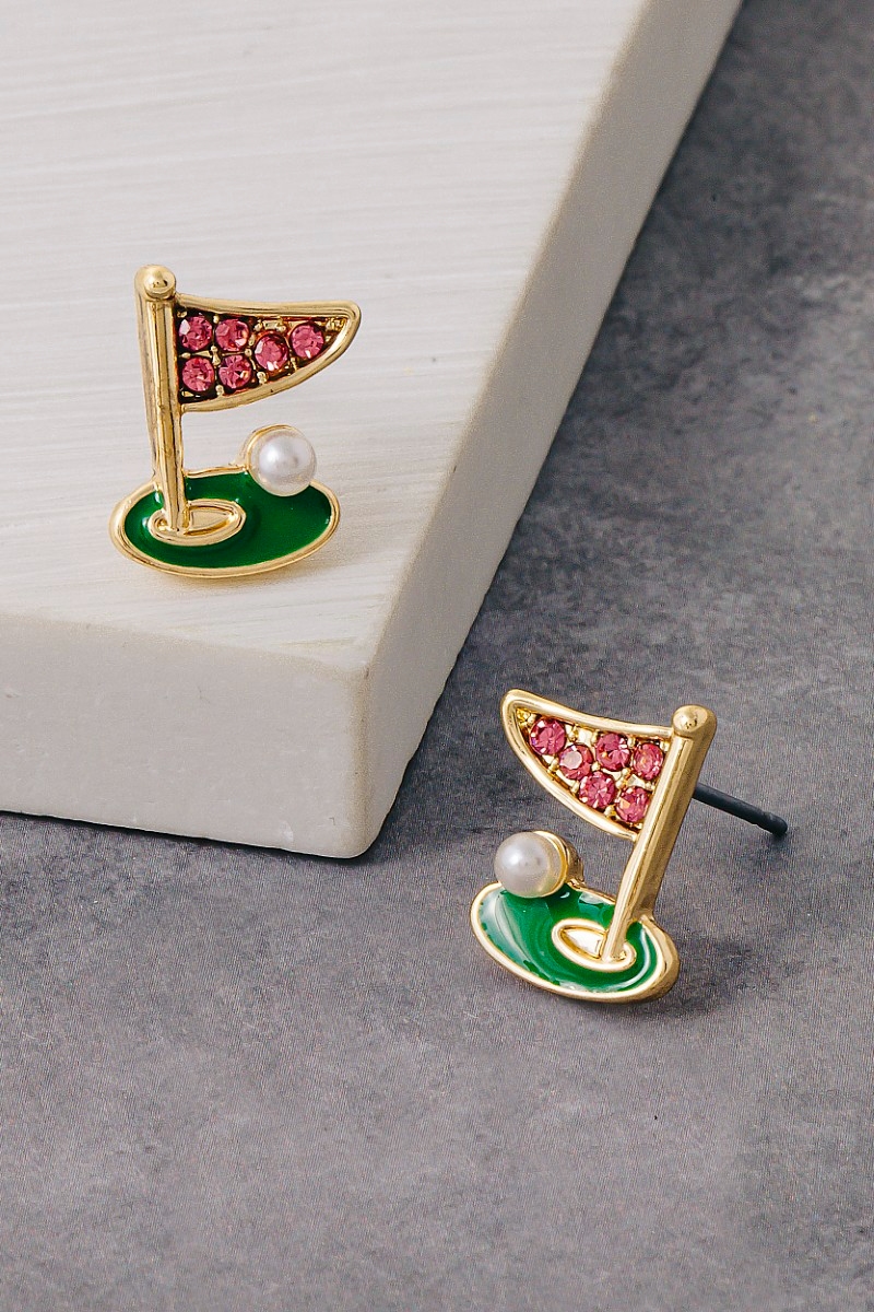 Pave Golf Cup Stud Earrings