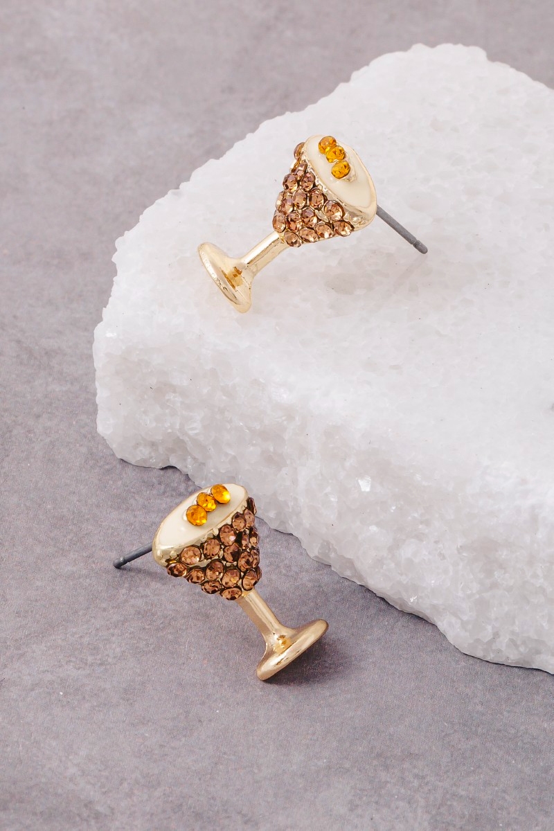 Pave Martini Stud Earrings