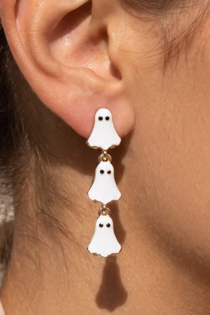 Halloween Triple Ghost Enamel Drop Earrings