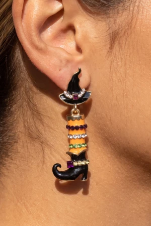 Halloween Witch Hat And Boot Drop Earrings