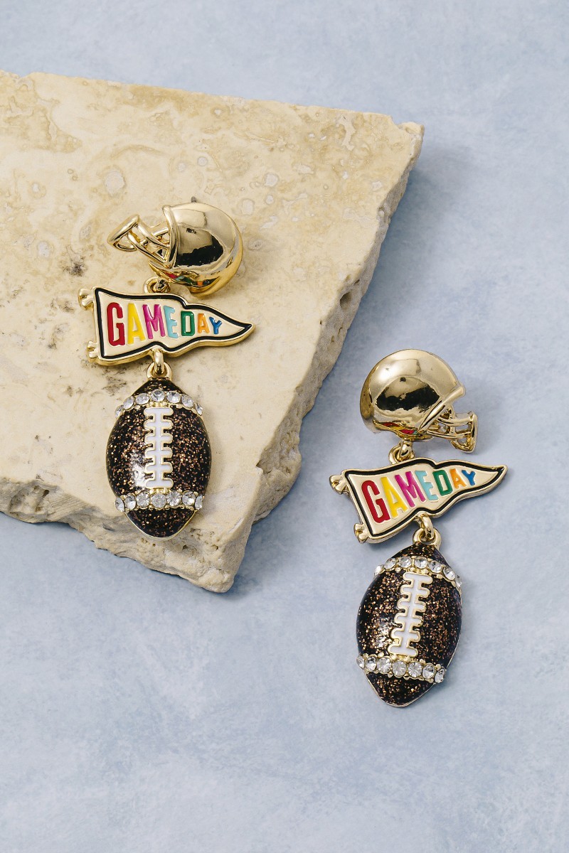 Football Game Day Theme Tiered Dangle Earrings