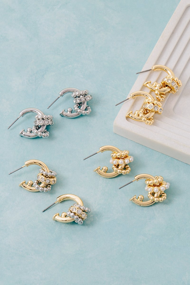 Mini Ring Charms Hoop Earrings