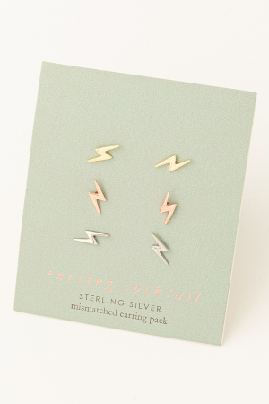 Mini Lightning Stud Earrings Set