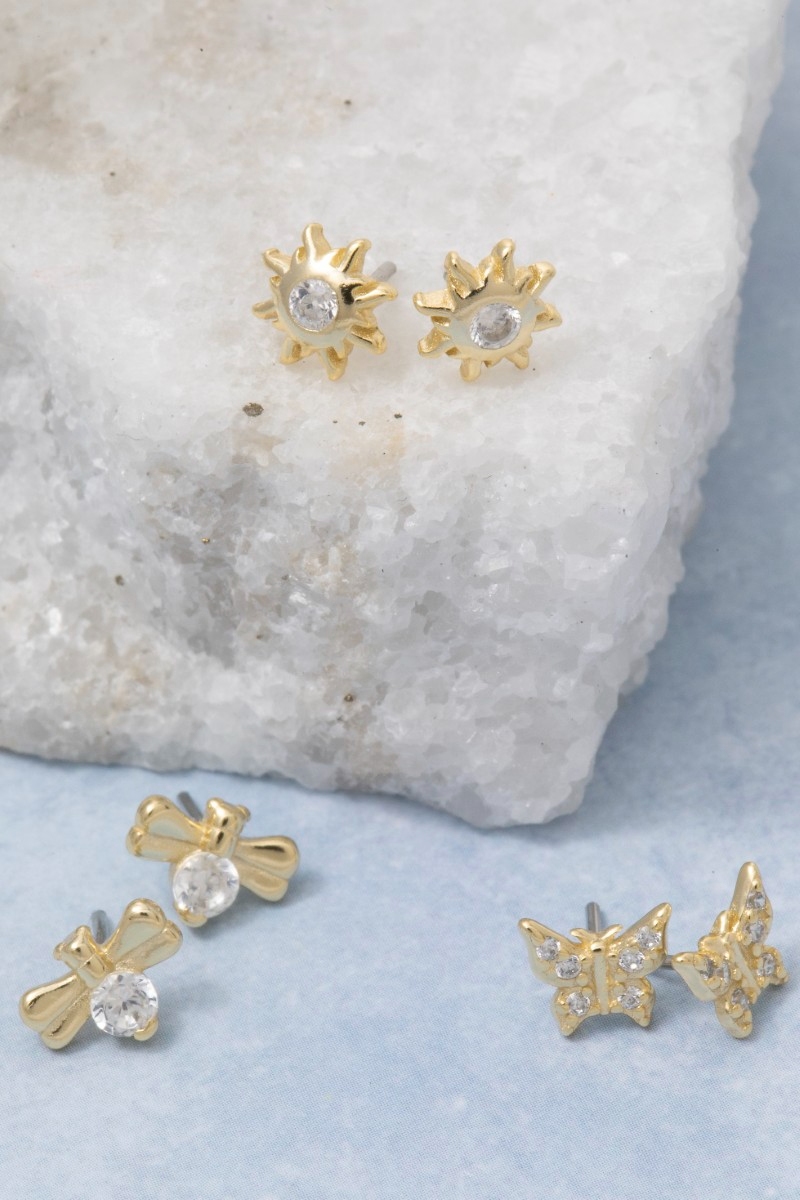 Sterling Silver Flat Back Mini Stud Earrings Set