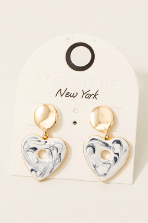 Blue Ceramic Heart Dangle Earrings