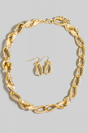 Twisted Metallic Chain Link Necklace Set