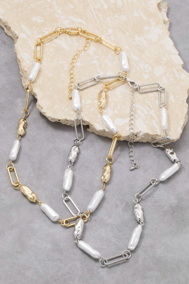 Assorted Pearl Station Chain Necklace