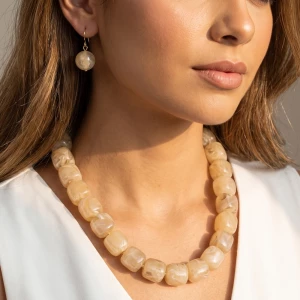 Marbled Cube Bead Necklace Set