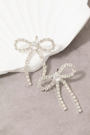 Crystal Rhinestone Bow Drop Earrings