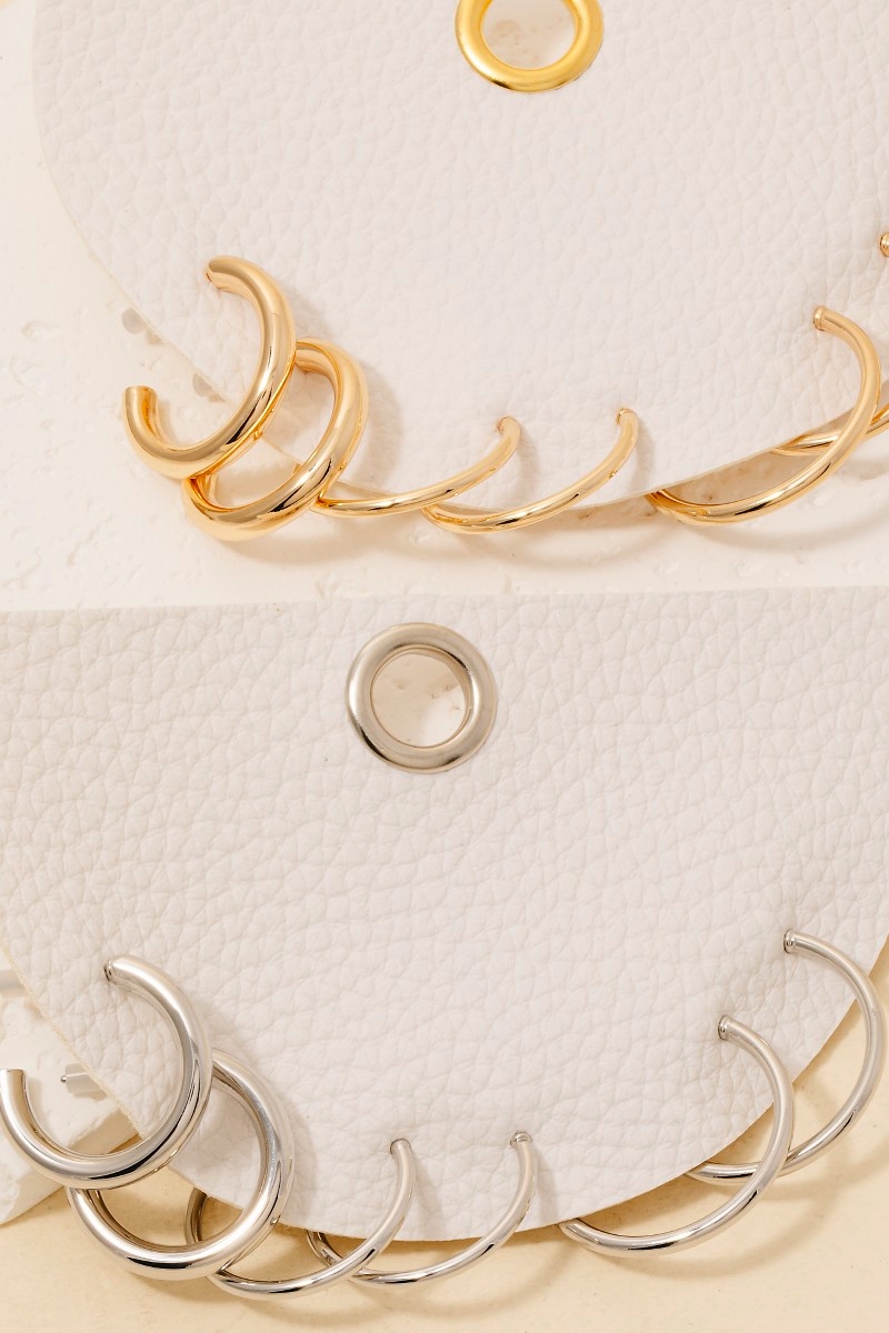 3Pc Dainty Tube Hoop Earrings Set