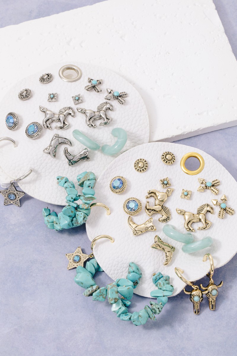 Antique Assorted Western Cowboy Earrings Set