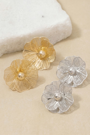 Oversized Chunky Gold Filigree Flower Stud Earrings