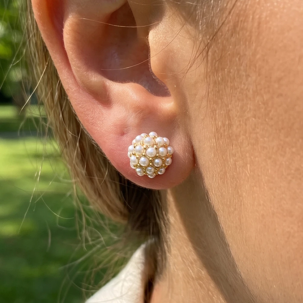 Mini Pearl Cluster Ball Stud Earrings