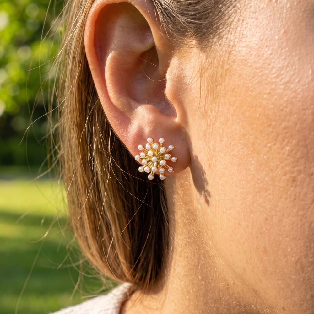 Pearl Tipped Starburst Stud Earrings