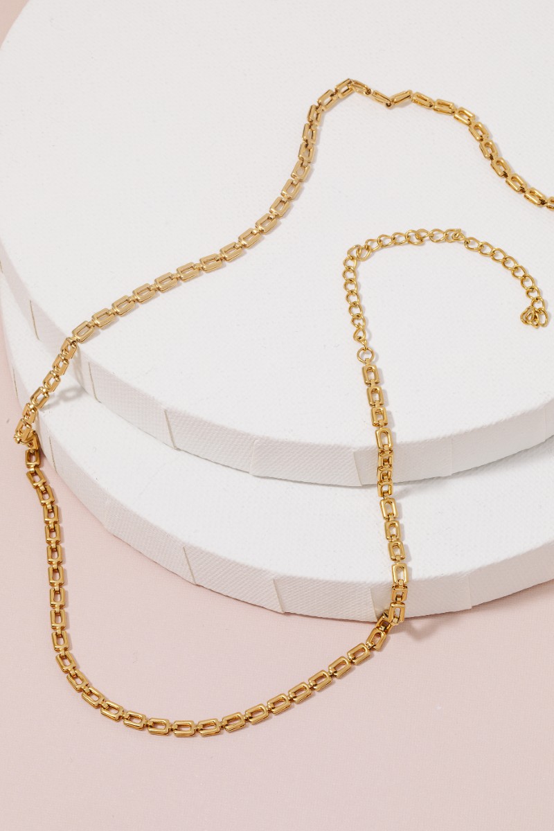 Stainless Steel Dainty Square Classic Chain Necklace