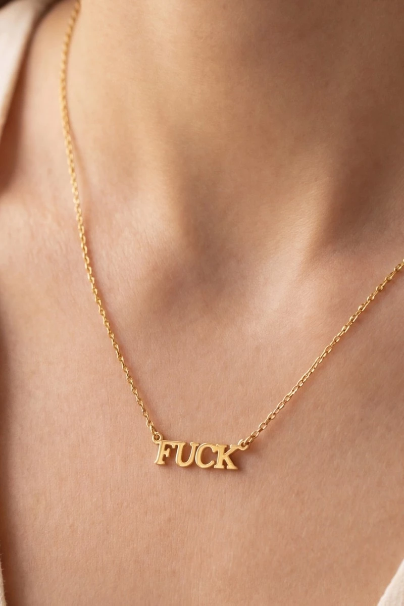 Gold Dipped Fuck Letter Pendant Necklace