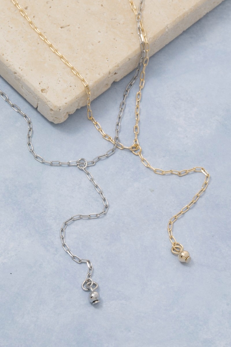 Chain Link Bead Charm Y Necklace