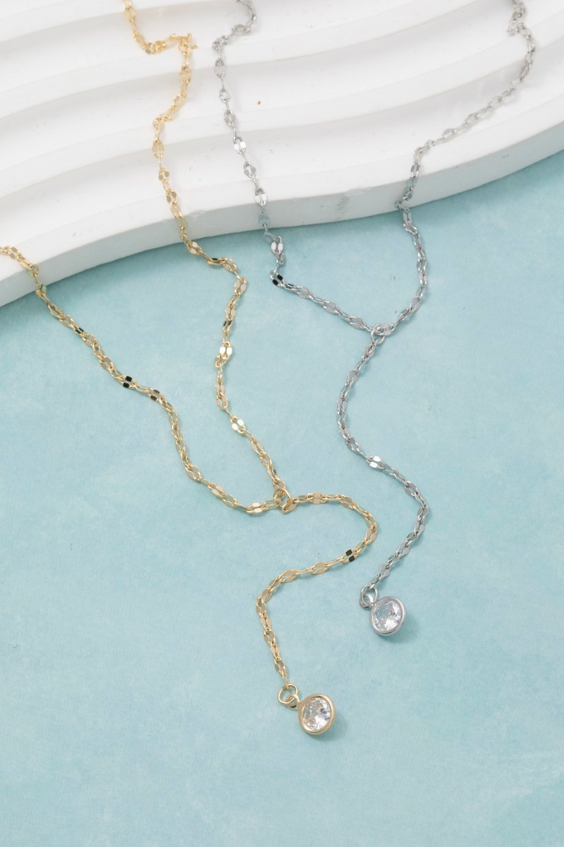 Cz Charm Y Chain Necklace