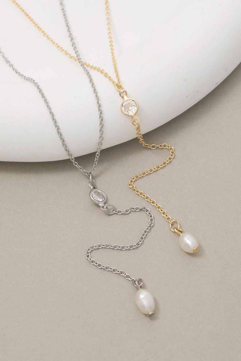 Pearl Charm Y Chain Necklace