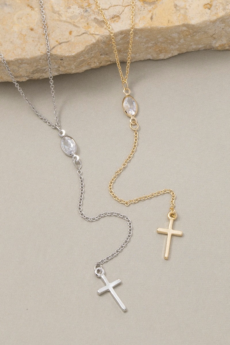 Cross Pendant Y Chain Necklace