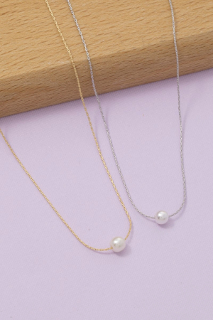Dainty Chain Pearl Charm Necklace
